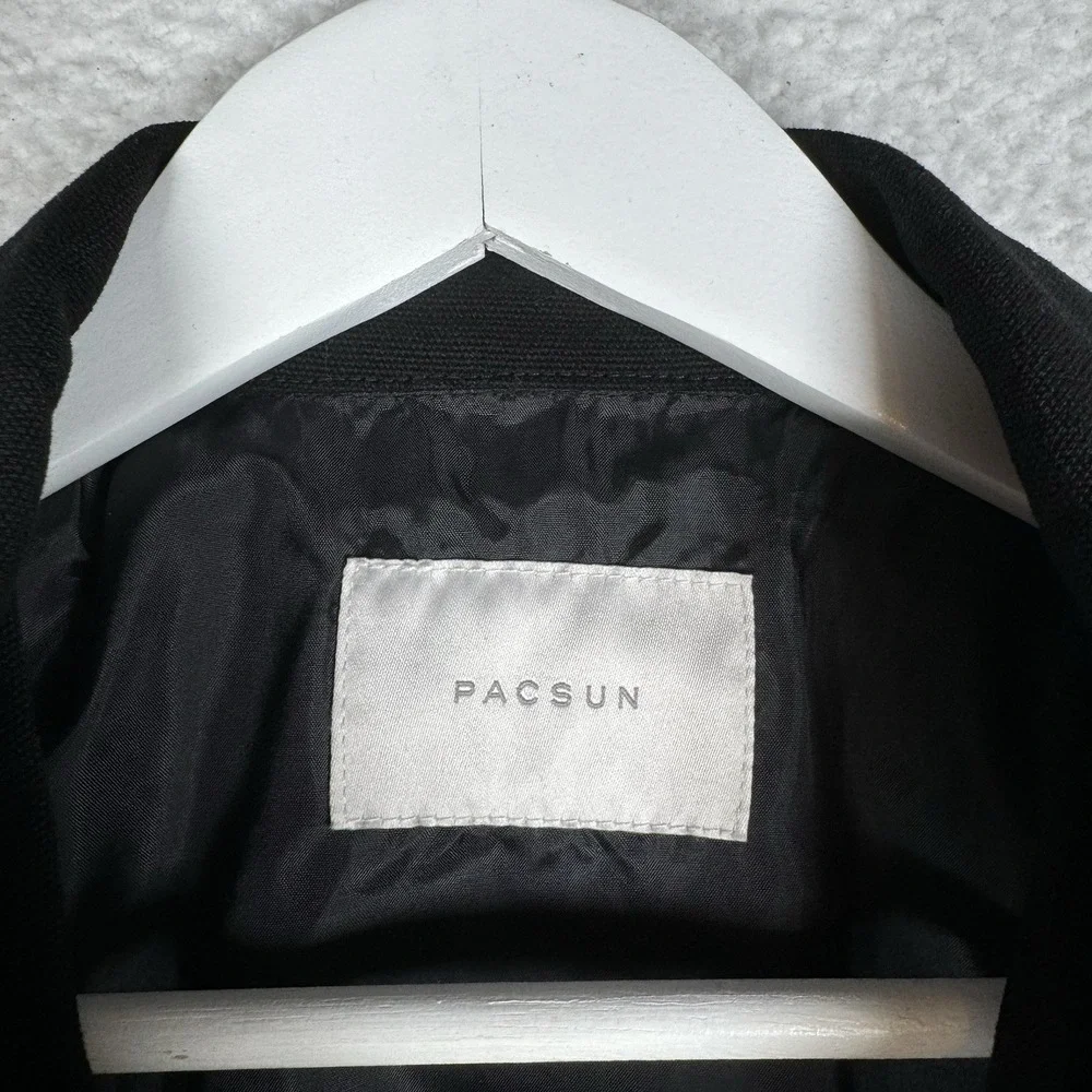 PACSUN Work Jacket Full Zip Black Cotton Patches - Men's Small